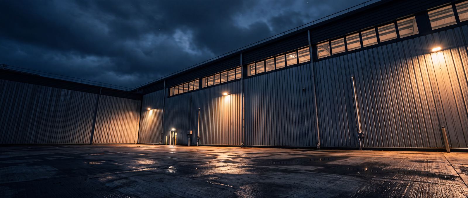 Industrial cladding seen from the service yard